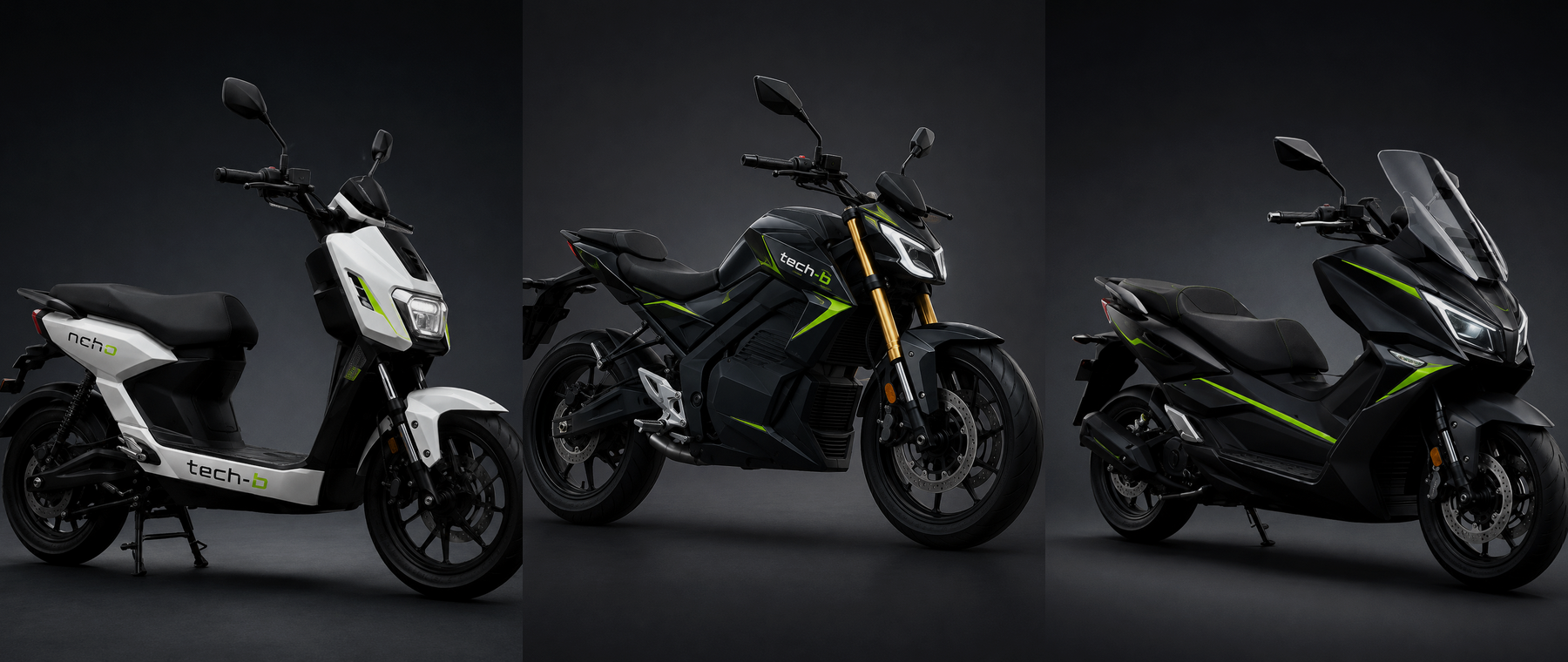 Linha TechB com motos eletricas NEO, VOLT e FUTURE