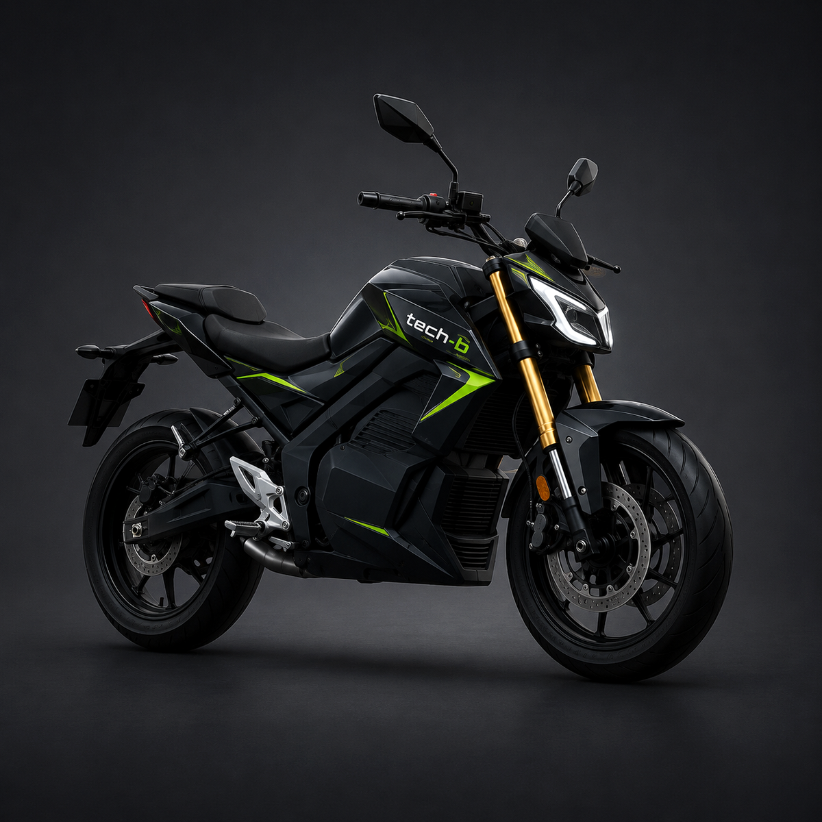 TechB VOLT, moto eletrica preta de alto desempenho